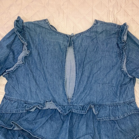 ASOS denim women’s size 6 light Blue Ruffled Peplum Jean Blouse - Picture 16 of 16